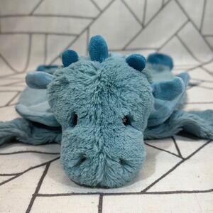 Douglas Baby Dragon Plush 15" Blue Cuddle Toy Flat Snuggler Soft Stuffed Animal